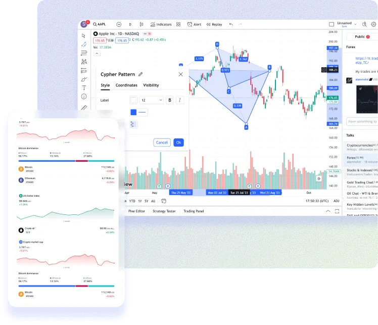 TradingView charting platform interface.